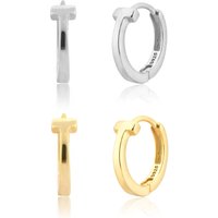 EH1228 Dainty 925 Sterling Silver 18K Gold Plated Jewelry Fashion Silver Earrings Classic Letter T Hoop Earrings for Women 2022