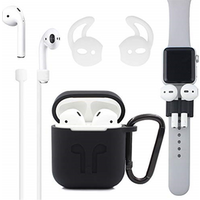 Silicone For Airpod Case,Watch Band Holder Anti-lost Strap Ear Cover Hooks Keychain For Airpods Accessories Set 5 in 1