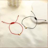 Friendship Jewelry Handmade Woven Bracelet Black Red Blue Thread Bracelet With Best Friend Card Gold Heart Charm String Bracelet