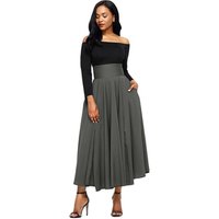 Retro High Waist Long Pleated Skirt