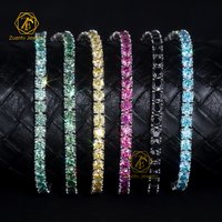 Pass Diamond Tester Blue Pink Yellow Black Blue-Green Moissanite Tennis Bracelet 925 Sterling Silver Jewelry Moissanite Bracelet