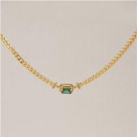 Custom Design 925 Sterling Silver Emerald Cut High Carbon Diamond Gold Plated Wedding Cuba Chunky Chain Necklace
