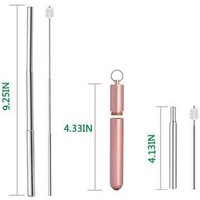 Telescopic Drinking Straws Reusable Collapsible Straw with Case Silicone Tip and Keychain