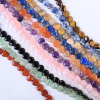 10mm Natural Gemstone Heart Loose Beads Crystal Healing Stone Polished Heart Beads for Bracelet Jewelry Making