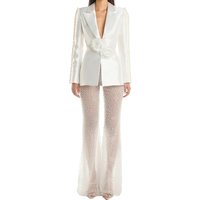 Fashion Elegant White Womens Pant Suit Two Pieces Set for Office Plus Size Beaded Pants Suits Ladies Wear for Party