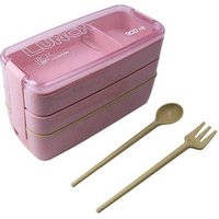 Wheat Straw 3 Layer Lunch Box Fork Spoon