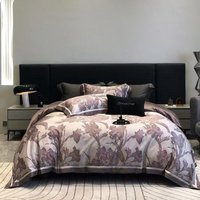 High Quality Purple Digital Printing 4pcs Home Hotel Textiles Lyocell Cotton Bedsheets Designer Bedding Set Supplier