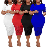 D3196 Latest Design Women Summer Dresses Lace Splice Bead Wrap Hip Ladies Office Dresses Women Formal Work Career Dresses
