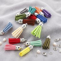 Wholesale 3cm Suede Leather Tassels Silver Gold Tops Faux Leather Velvet for Keychain Straps Jewelry DIY Pendant Charms Finding