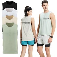Mens 100% Polyester Sports Tank Top Breathable Mesh Sleeveless Gym Fitness Vest Washed Casual Sporty Workout T-Shirt Knitted