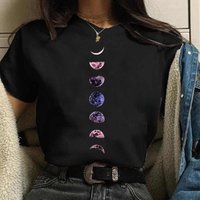 High Quality Round Neck Plus Size Short Sleeve T-Shirt Summer Tees Casual Shirts Top Clothing New Funny Moon Print T Shirt