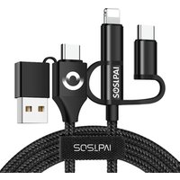 2019 new arrived universal multi usb charger cable nylon fabric braided android usb data charging cable 5 in 1