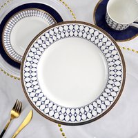 Art Ceramic With Logo Cheap Dinner Set Event Large Rustic Side Gold Wedding Table Restaurant Plate