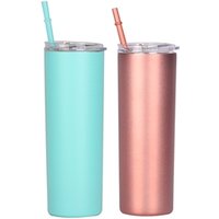 Wholesale skinny blank tumbler mug 20 oz stainless steel vacuum insulated travel skinny tumbler with lid and straw