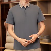 High-End POLO Shirt Business Casual Wrinkle-Resistant Summer Work Jacket Embroidered Logo Solid Pattern Fabric Dark Loose XL
