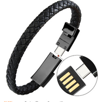 2.1A Promotional phone charger leather charging bracelet type c usb cable charger for phone