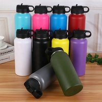 powder coated hydro flasks double walled vacuum insulated stainless steel water bottle flask with straw