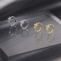 S925 Sterling Silver Diamond Cross Ear Buckle Female Simple Small Cold Wind Temperament Net Red Personality Ear Earrings