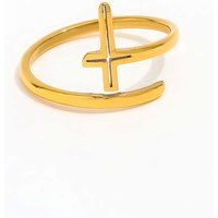 Fenny 18K Gold Plated Waterproof&Non Tarnish Dainty Fine Fashion Cross Opening Ring Stainless Steel Wholesale Jewelry Form Women