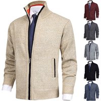Custom Cool Style Casual Wool Men's Stand Collar Fashionable Cardigan Coat Plus Size Knitted Fleece Jacket