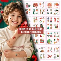 Christmas Water Transfer Tattoo Stickers Bulk - Waterproof Vibrant Designs for Party Holiday Fun - Kids & Adults Wholesale