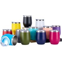 New Arrival Luxury 12oz Stainless Steel Wine Glass Tumbler Double Wall Insulated Sliding Lid for Mug Fast Customization for Home