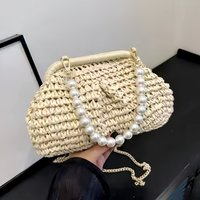 2026 New Style Women's Eco Friendly Soft Straw Handbag with Hollow Chain for Beach & Summer Travel