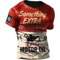 Men's Oversized Vintage Motorcycle 3D Printed T-Shirt Casual Short Sleeve O-Neck Sweatshirt Top Logo Pattern Loose Fit Clothing