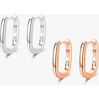 Minimalist Oval Charm Hoop Earrings for Women Authentic 925 Sterling Silver Simple Fine Jewelry Gifts