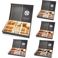 24pcs Gold Plated Stainless Steel Gold Dinnerware Set Silverware Luxury Cutlery Set