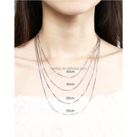 Jewelry S925 Sterling Silver Box Chain Italian Necklace for Women Girls 16" 18" 22"