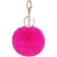 Hot Sale Customizable 8cm Fluffy Faux Fur Pom Pom Puff Key Chains Ball Shape Chinese New Year Gift Wholesale OEM Rabbit Fur