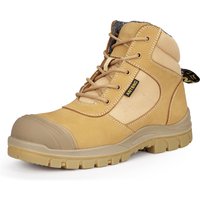 ANTENG Winter S1P Steel Toe Men Safety Boots Genuine Leather Mens Work Boots ESD Yellow Anti-Smashing Safety Shoes for Men