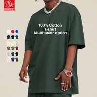 SK Heavy 260g 100% Cotton Men's Oversize T-shirt Custom Printed Embroidery round Neck with Shoulder Foam O-Neck Blank T-shirt