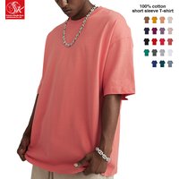 SK 190g Compact Siro-Spun Round-Neck Short-Sleeved T-Shirt 100% Cotton Solid Pattern Knitted Blank Design for Men and Women