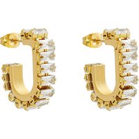18K Gold Plated Luxury Crystal Pave Hoop Earring Stainless Steel Jewelry