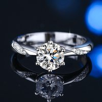 With GRA Certificate S925 Sterling Silver Classic Six Claws Vvs D Color 3 Carat Moissanite Ring for Woman Wedding Band