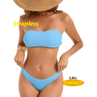 High Waist Multi-Color Swimwear Women's Strapless Bandeau Two-Piece Bikini Swimsuit