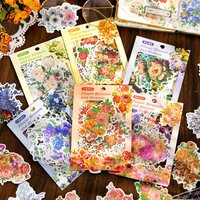 20pieces/pack Washi Sticker Pack Flower Clusters Series Hand Account Flower Material Stickers Decorative Collage 6 Models