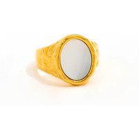 Fenny 18K Gold Plated Vintage Fashion Versatile Oval Shell Crater Ring for Women Jewelry Stainless Steel Wholesale Jewelry