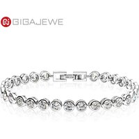 GIGAJEWE 4.0mmX34-31Pcs D Color Round Cut White Gold Plated 925 Silver Moissanite Tennis Bracelet
