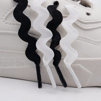 Solid Color S-Shape Wavy Shoelaces Retro Small White Shoes Rope Luxury Fashion Joker Trend Flat Webbing Wholesale Solid Color