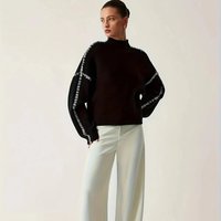 Fashion Women's Custom Sweet Spring Double Breasted Regular Length Arctic Velvet Turtleneck Sweater with Anti-Pilling Design
