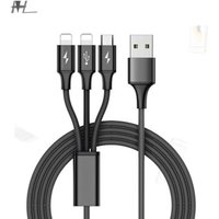 factory wholesale Three in One FAST usb charger cable 3 in 1 multi use mobile phone tablet charging sync data cable line