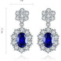 Fashion Trendy S925 Silver Lab Grown Sapphire Stud Earrings Claw Setting Oval Cut Unisex Women's Jewelry for Wedding/Anniversary