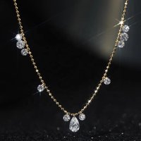 New Design Starry Necklace 0.83 CT Real Diamond Raindrop Drillhole Diamond 18k Solid Gold Diamond Necklace Manufacturer