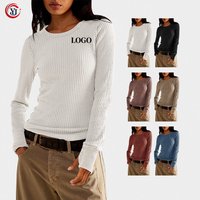 T-shirt Manufacturer Custom Tshirts with logo Women's T-shirts Cotton Knit Round Neck Long Sleeve T-Shirts for Casual Wear