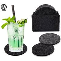 wool felt coaster Felt cup mat Glass Coasters with Holder felt Coaster placemat table mat pad Set for Drinks Cup Mat Set of 8