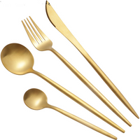 High Quality Stainless Steel Reusable Titanium Gold Plated Matte Gold Restaurant Copper Cutlery Set for Wedding