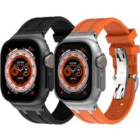 Liquid Silicone Straps for iwatch series 9 8 Luxury Folding Buckle Replacement Straps for ultra 2 49mm Silicone Apple Watch Band